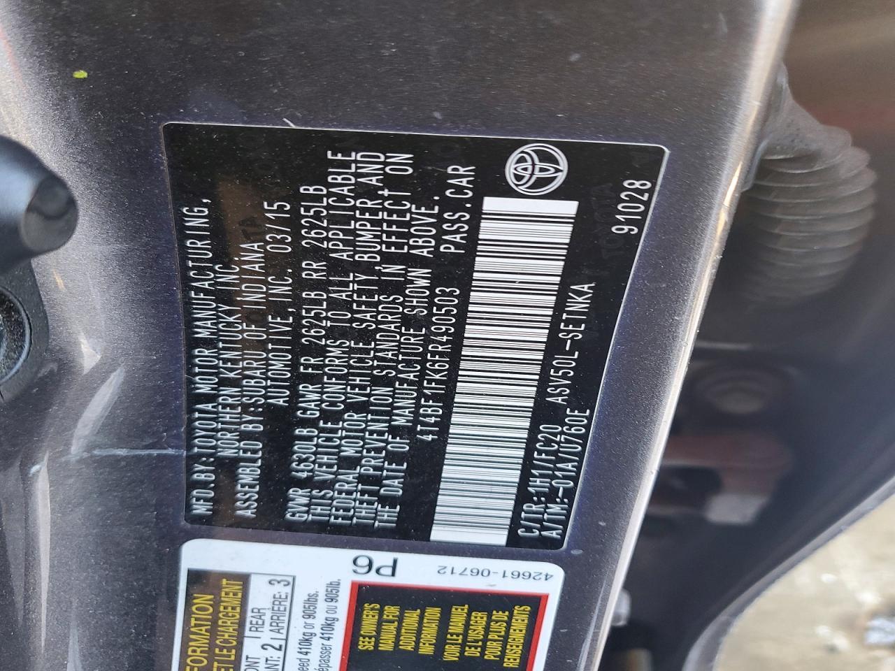 2015 TOYOTA CAMRY