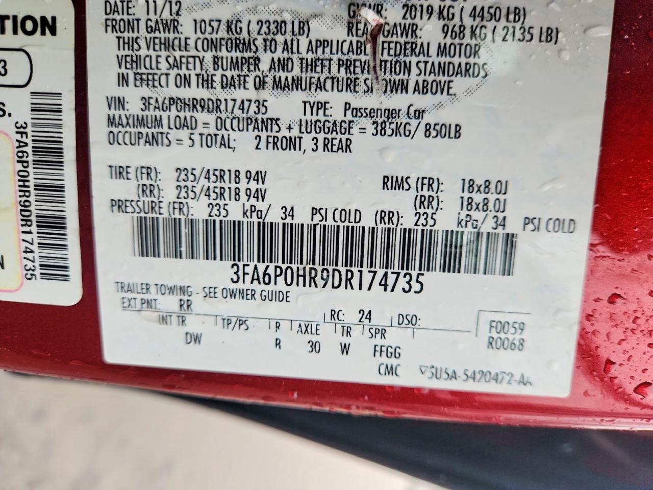 2013 FORD FUSION