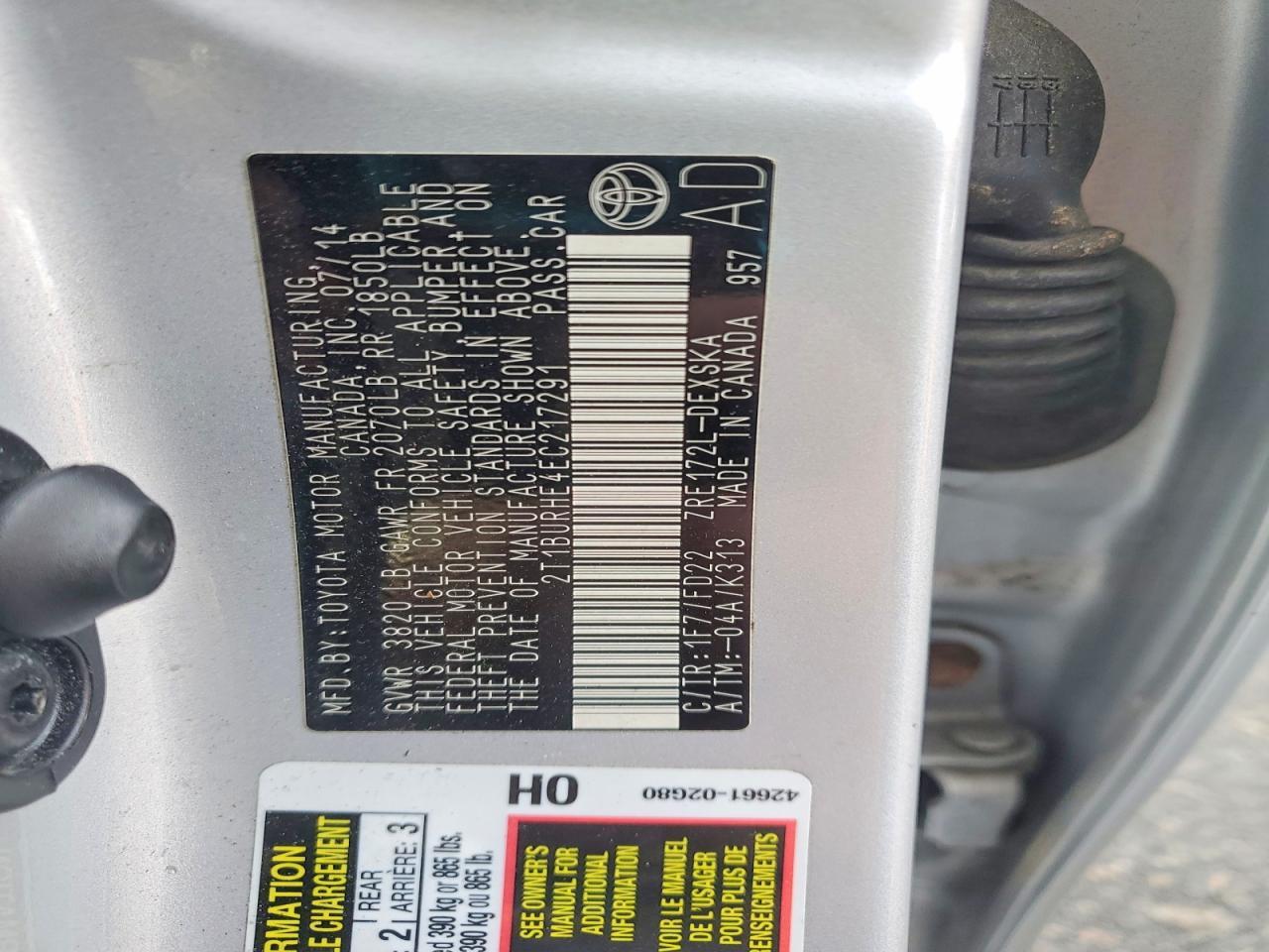 2014 TOYOTA COROLLA