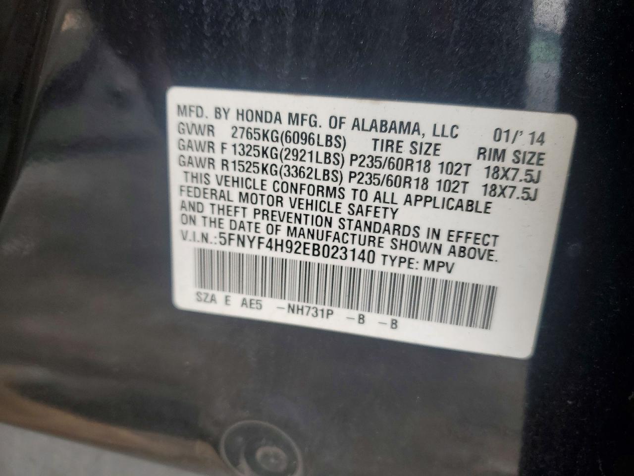 2014 HONDA PILOT
