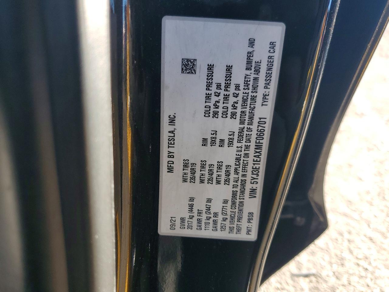 2021 TESLA MODEL 3