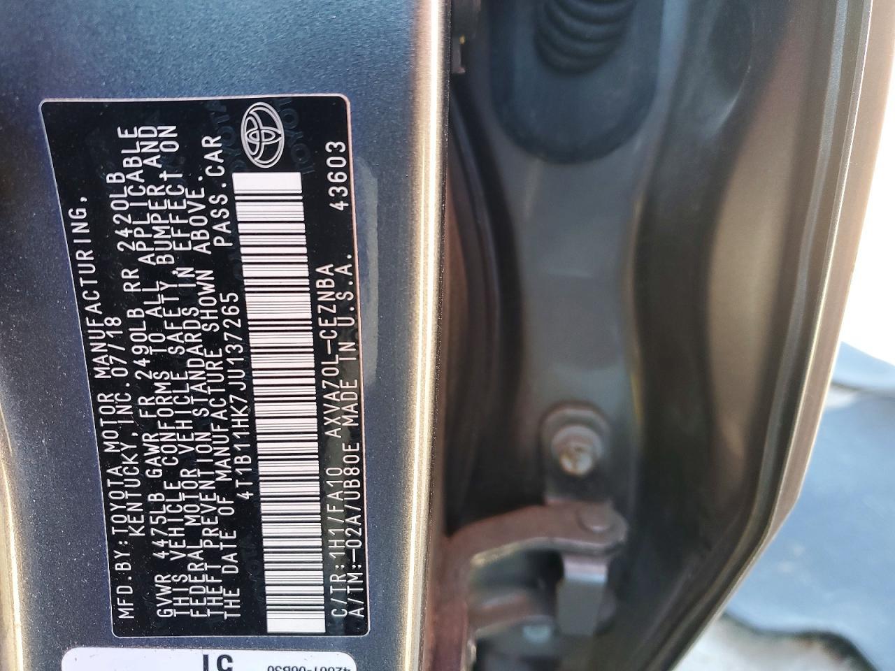 2018 TOYOTA CAMRY