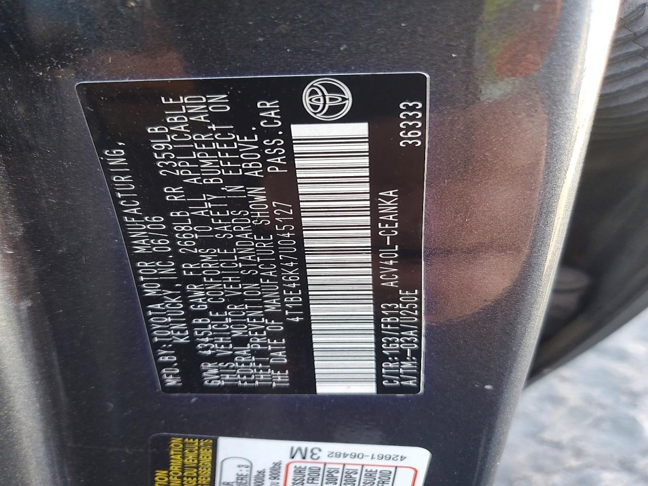 2007 TOYOTA CAMRY