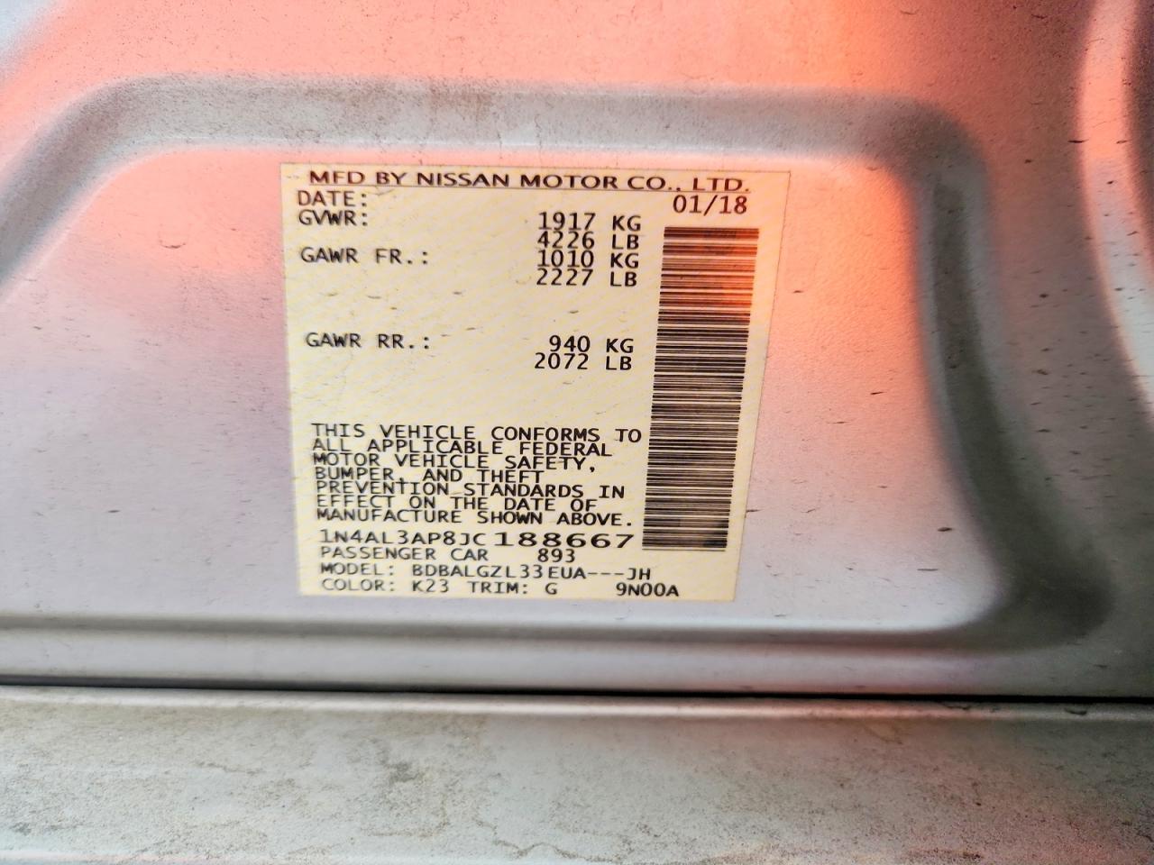 2018 NISSAN ALTIMA