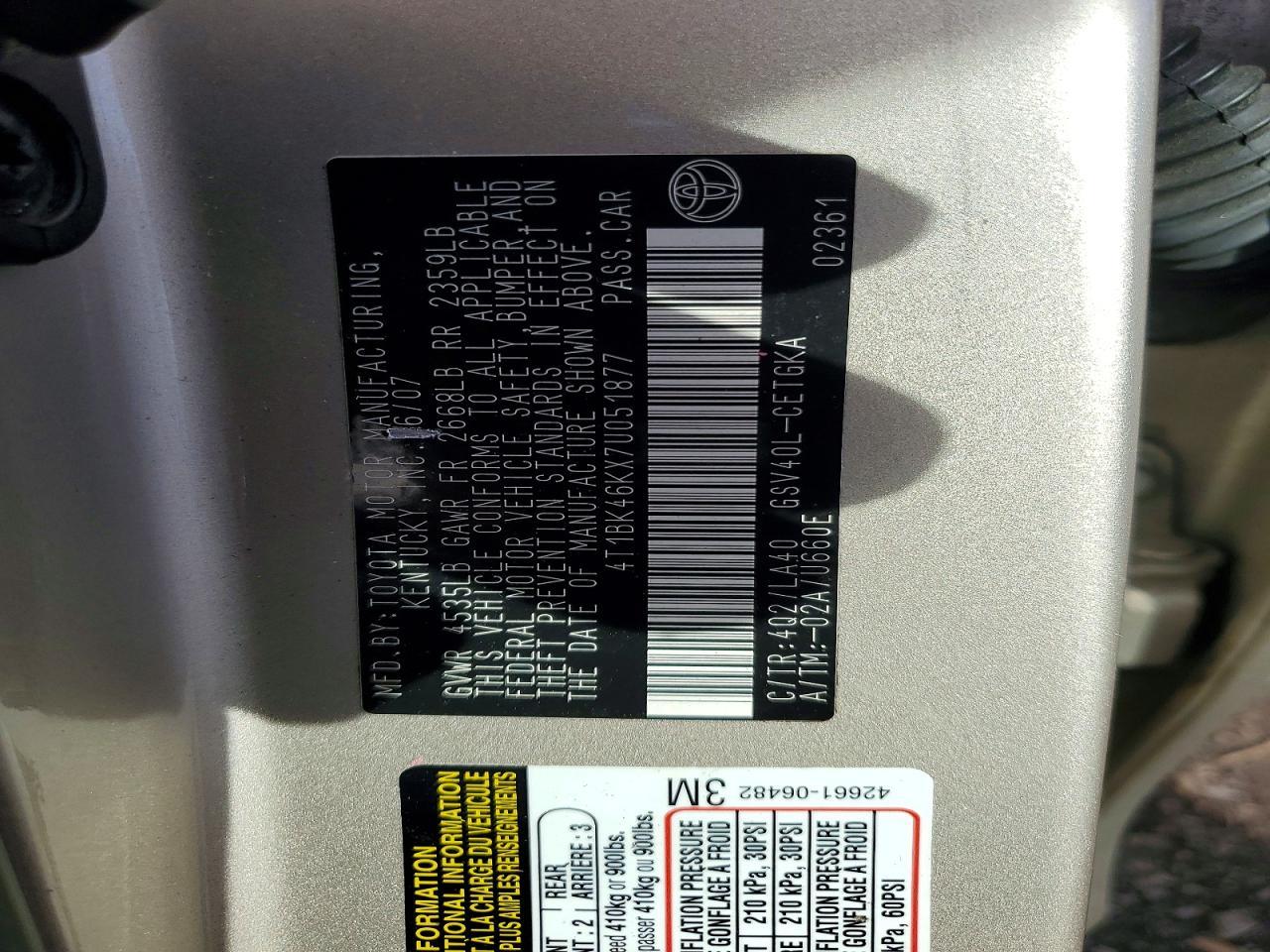 2007 TOYOTA CAMRY