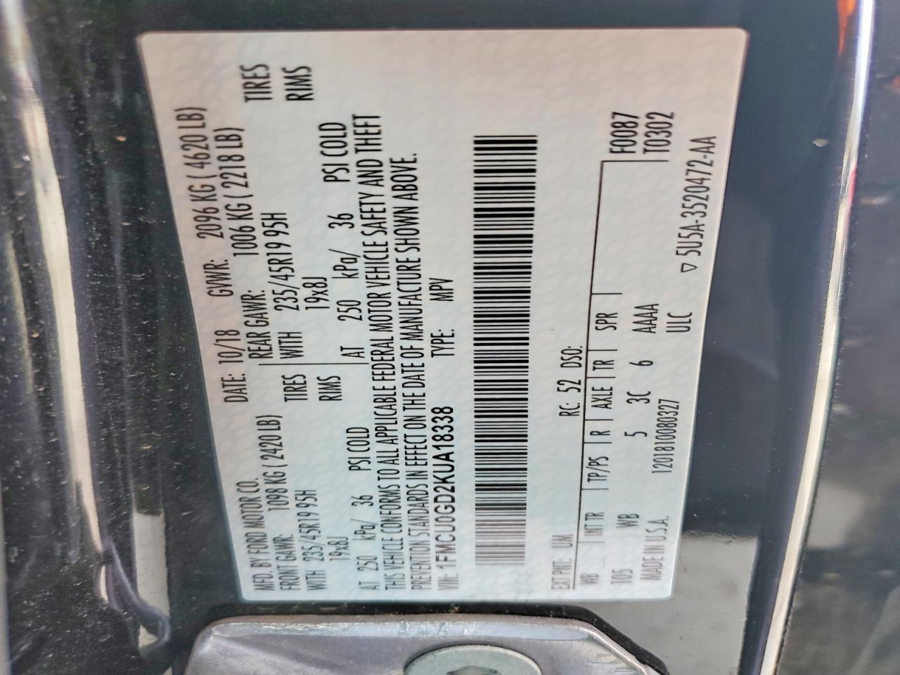 2019 FORD ESCAPE