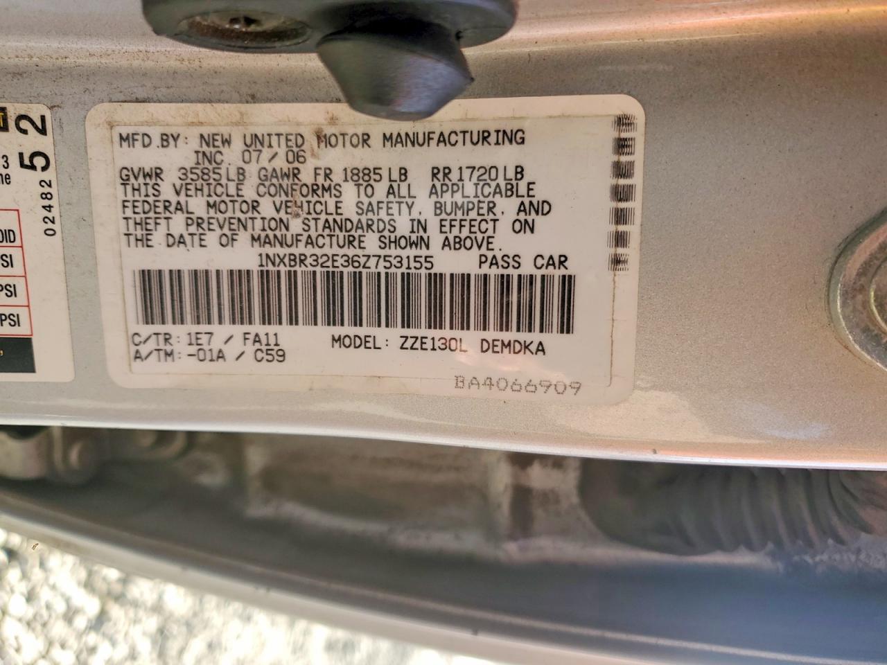 2006 TOYOTA COROLLA