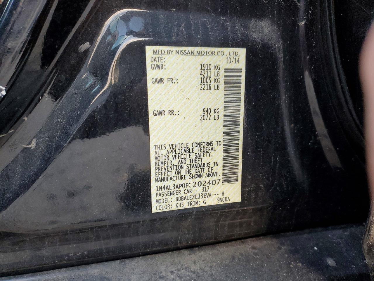 2015 NISSAN ALTIMA
