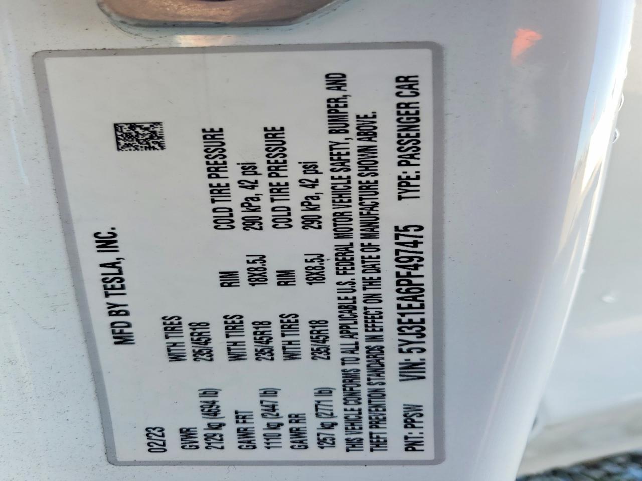 2023 TESLA MODEL 3