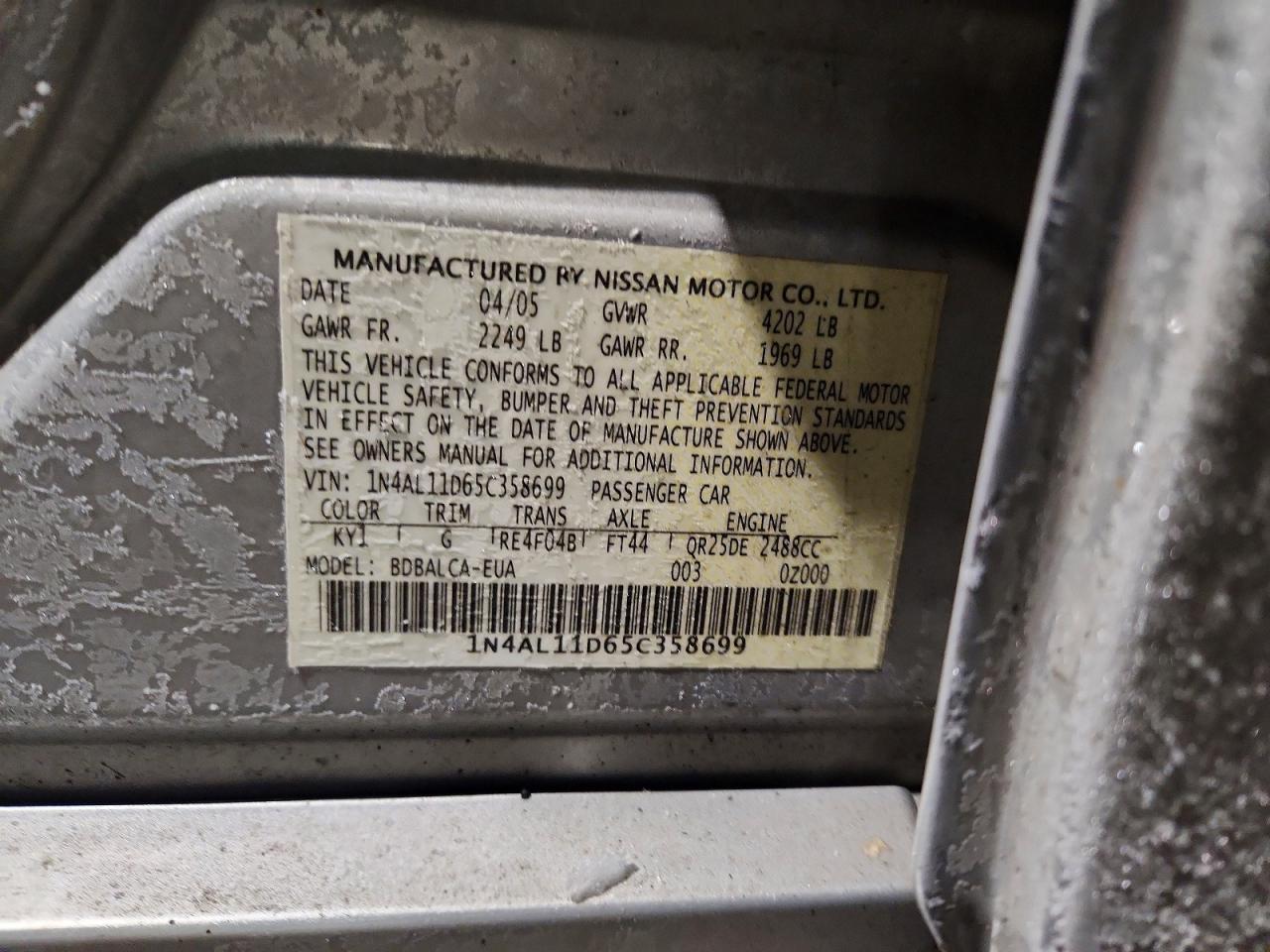 2005 NISSAN ALTIMA