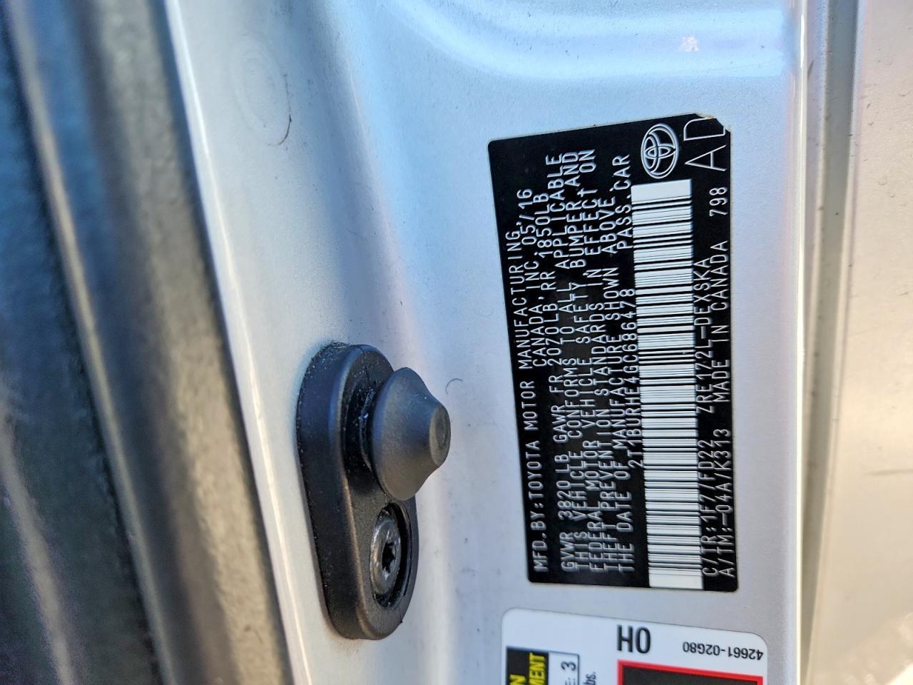 2016 TOYOTA COROLLA