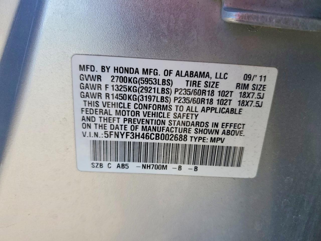2012 HONDA PILOT