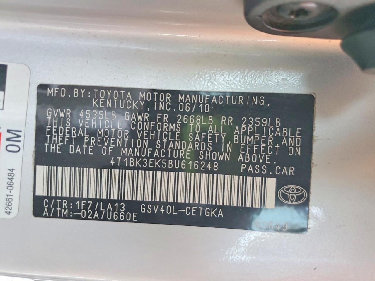 2011 TOYOTA CAMRY