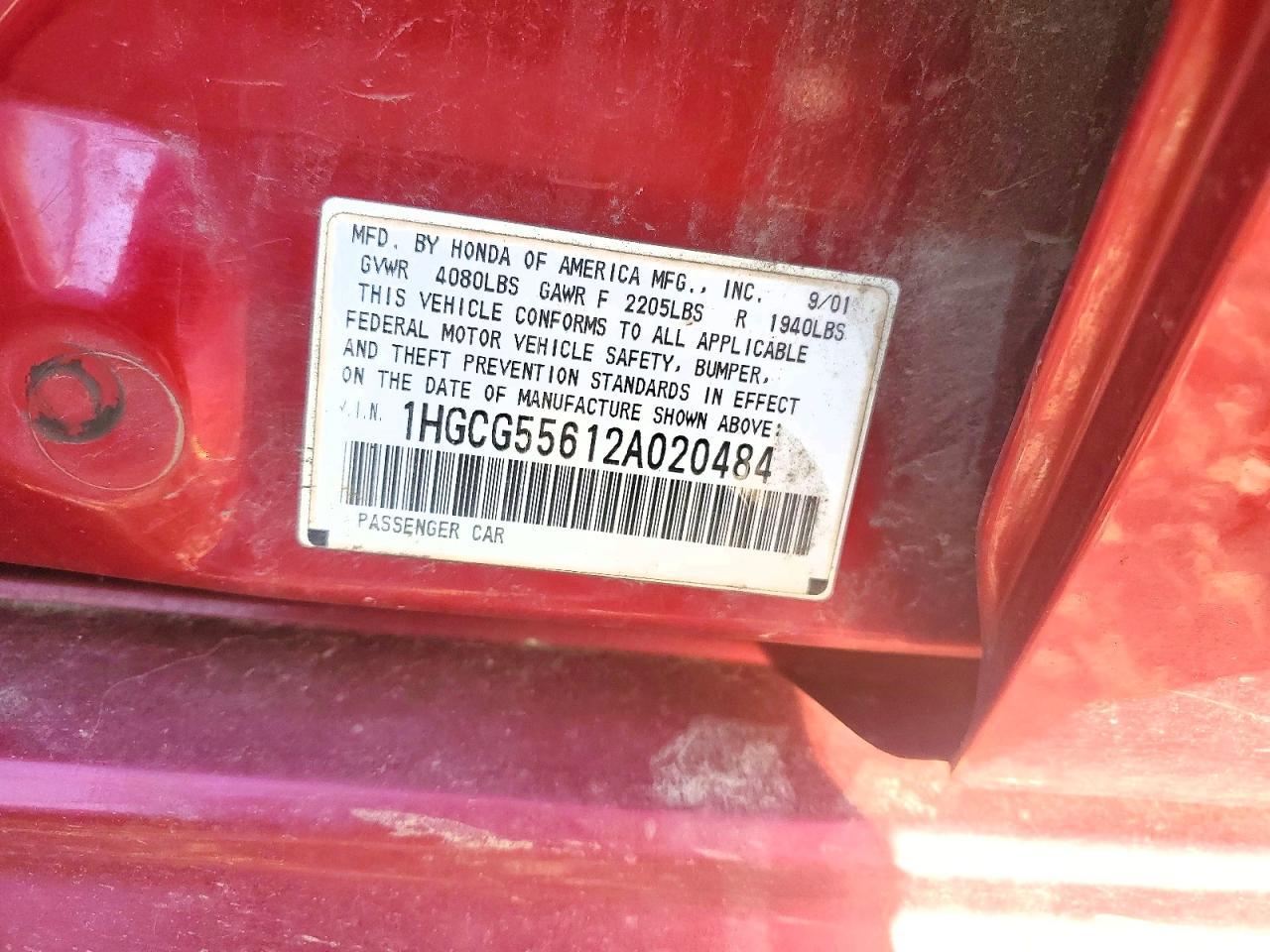 2002 HONDA ACCORD