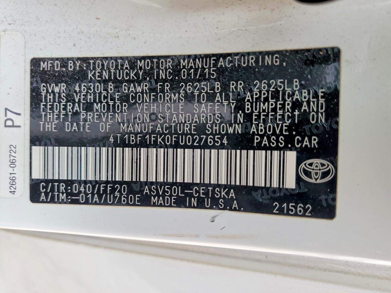 2015 TOYOTA CAMRY