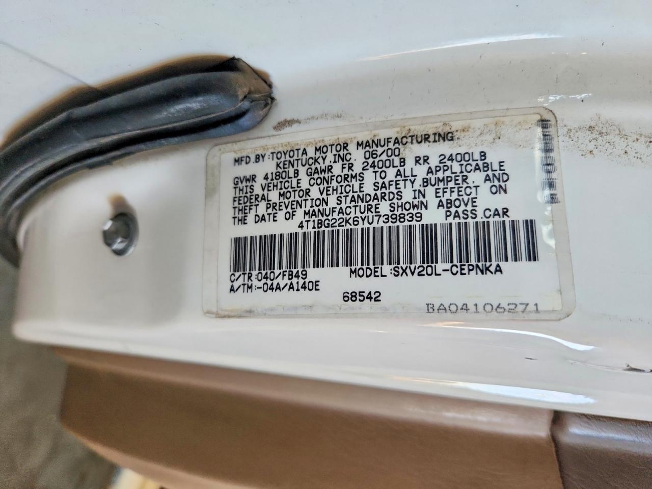 2000 TOYOTA CAMRY