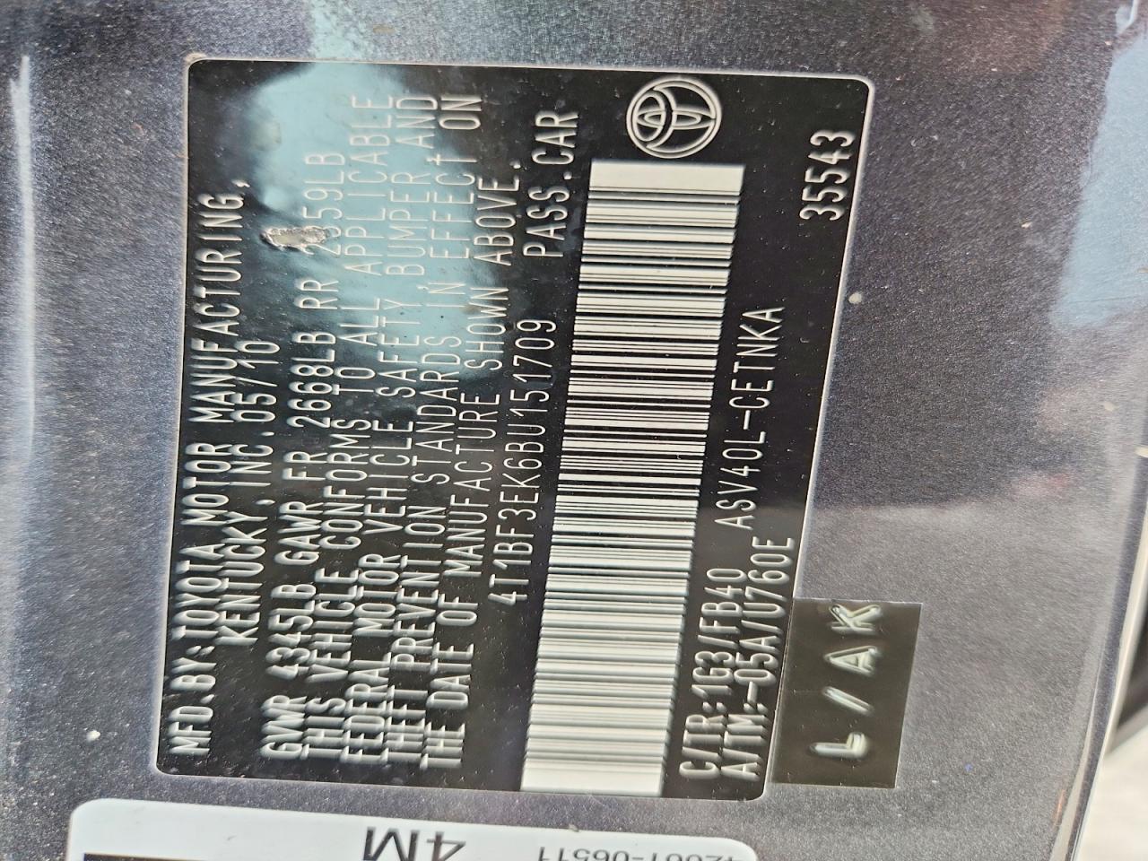 2011 TOYOTA CAMRY
