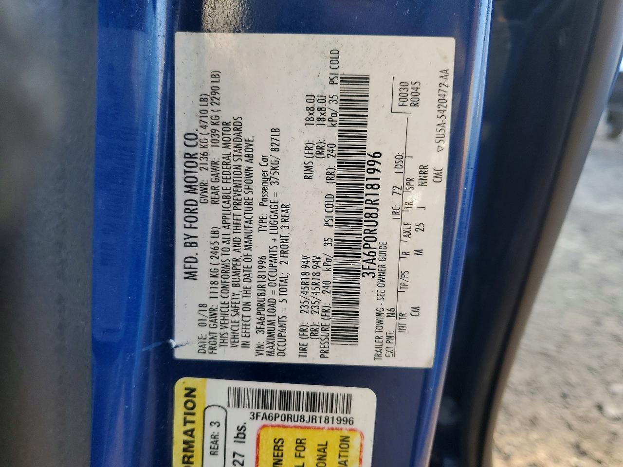 2018 FORD FUSION