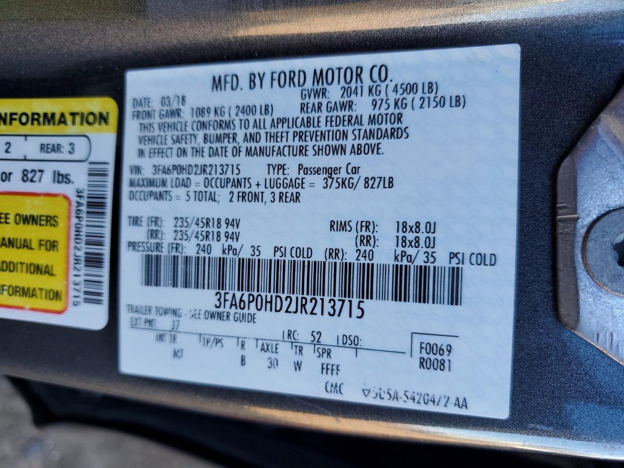 2018 FORD FUSION