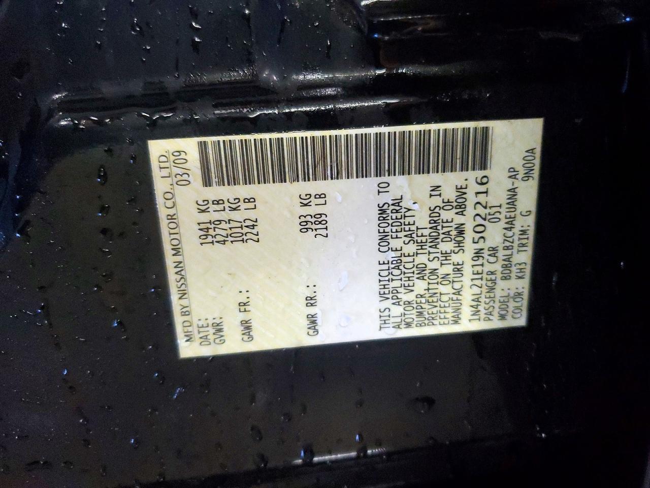 2009 NISSAN ALTIMA