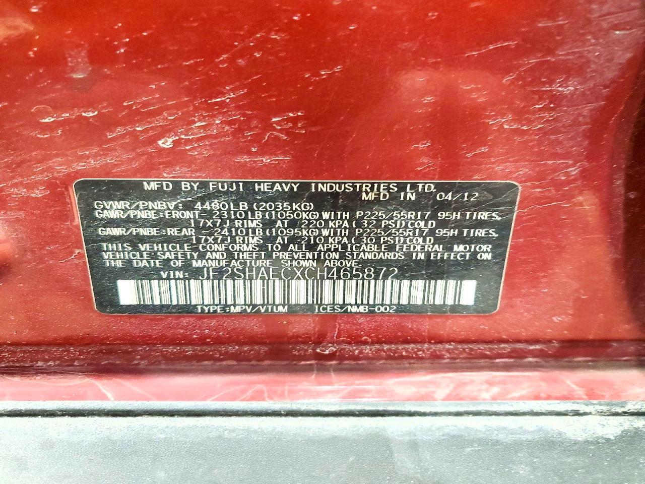 2012 SUBARU FORESTER