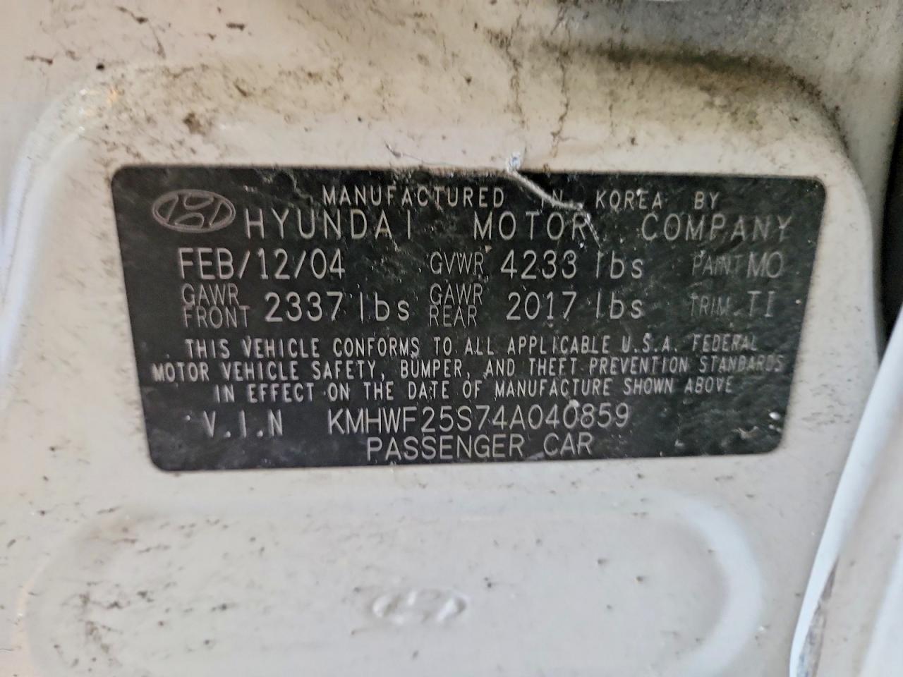2004 HYUNDAI SONATA