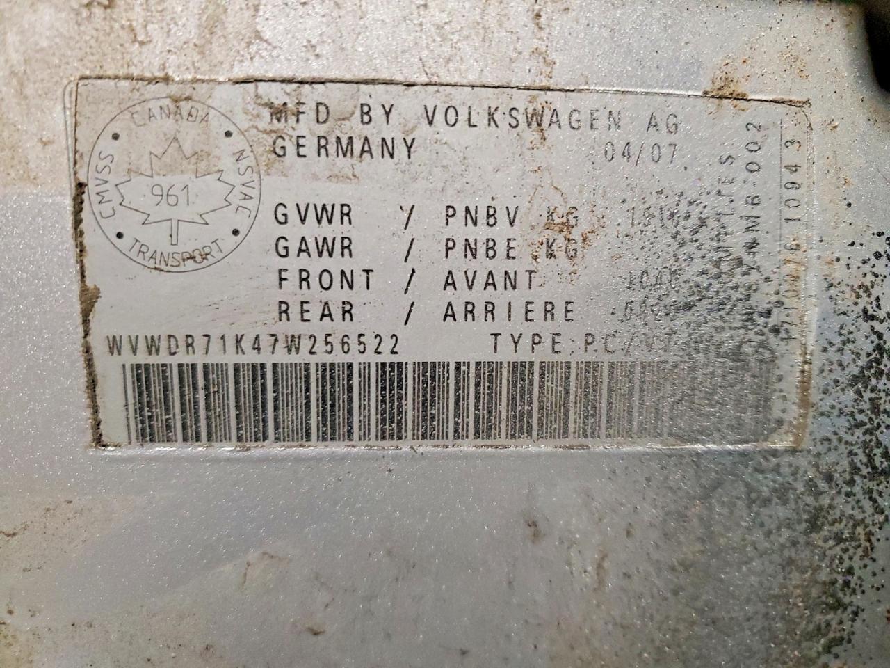 2007 VOLKSWAGEN RABBIT