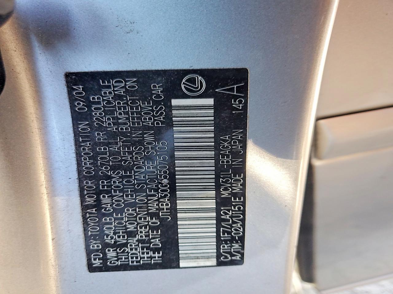 2005 LEXUS ES 330