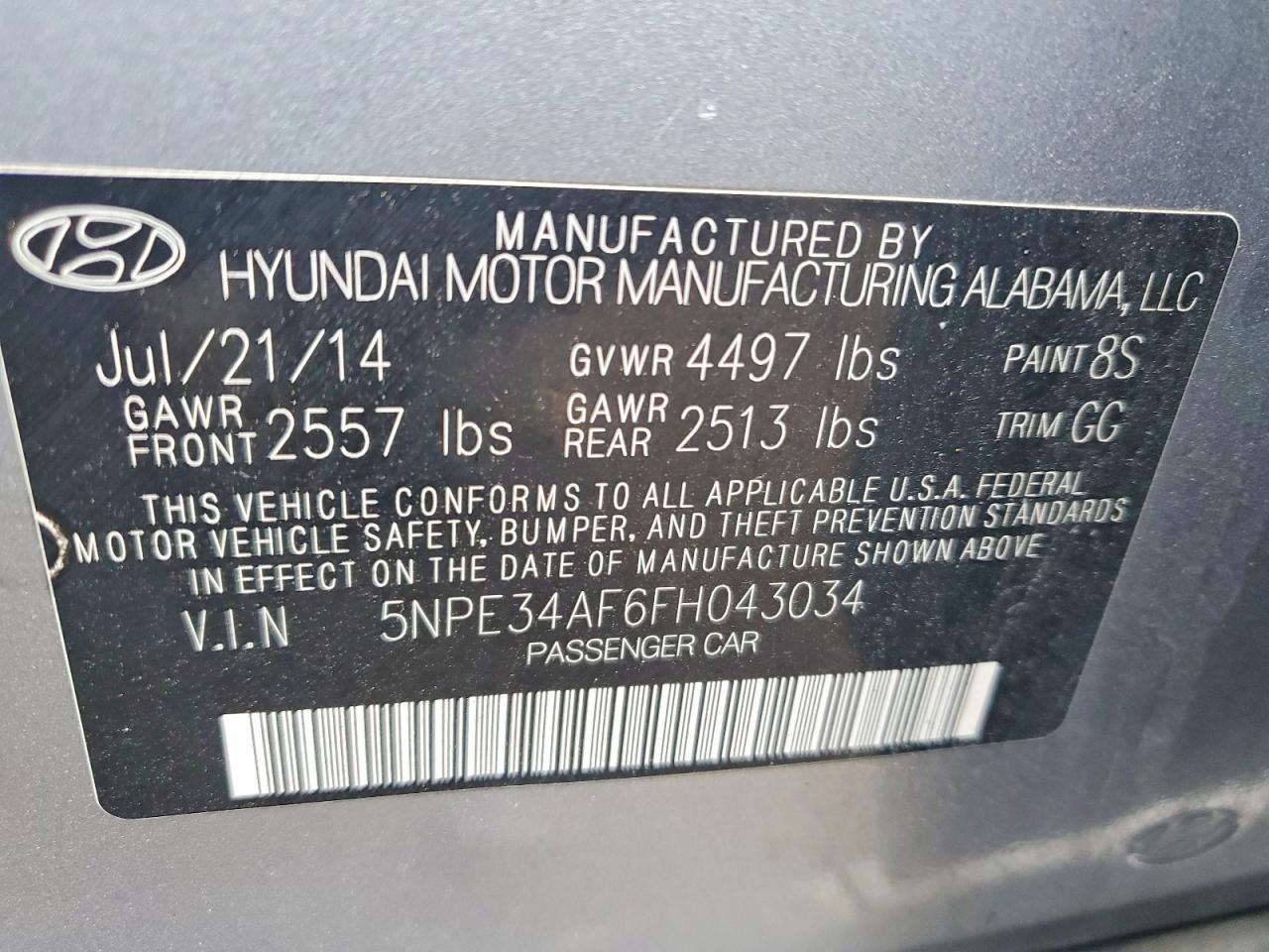 2015 HYUNDAI SONATA
