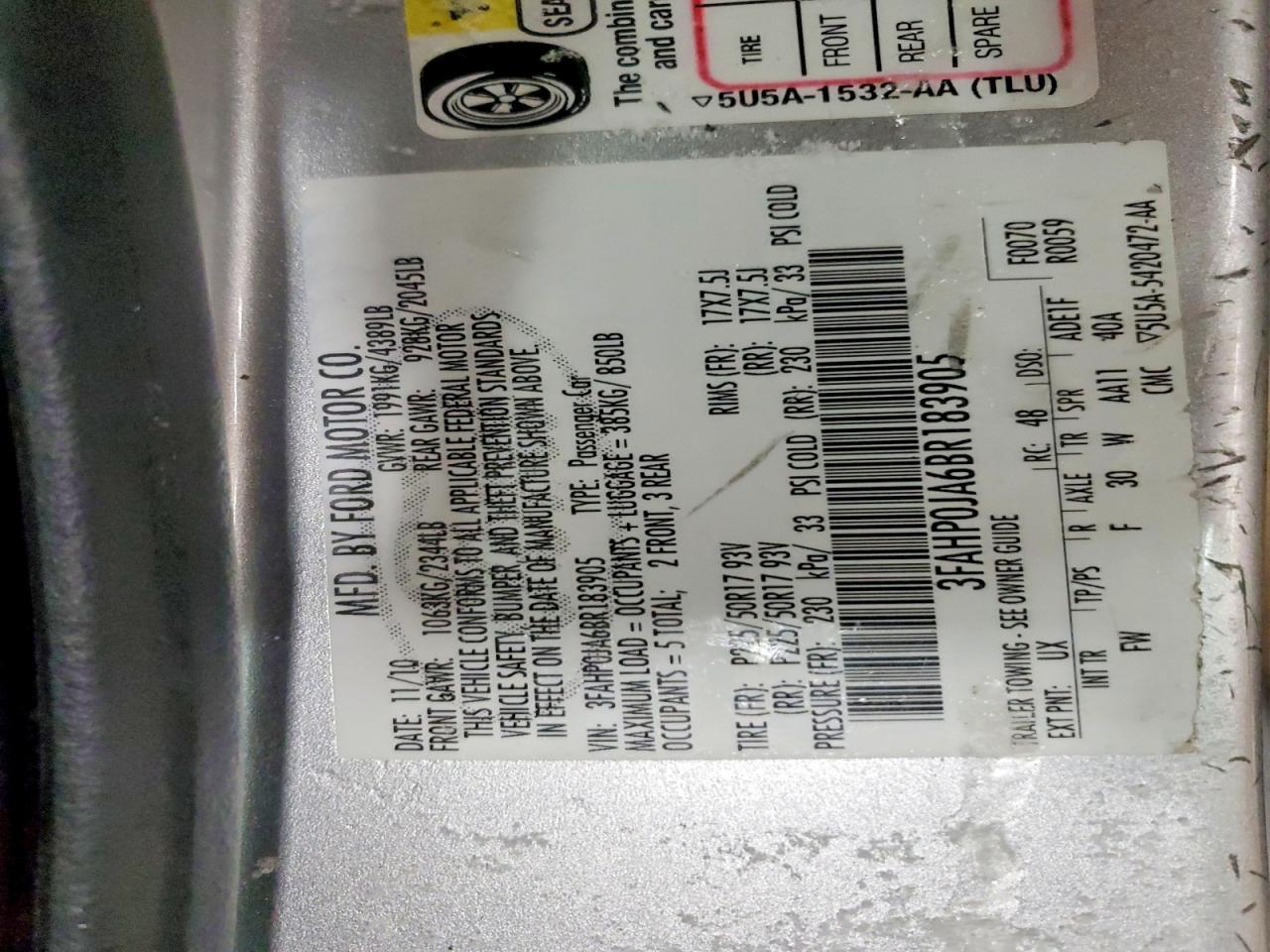 2011 FORD FUSION