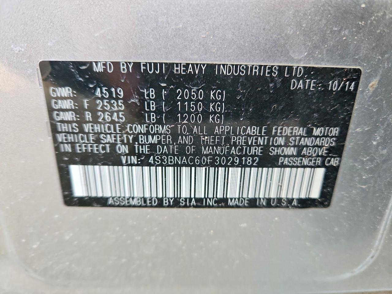 2015 SUBARU Legacy