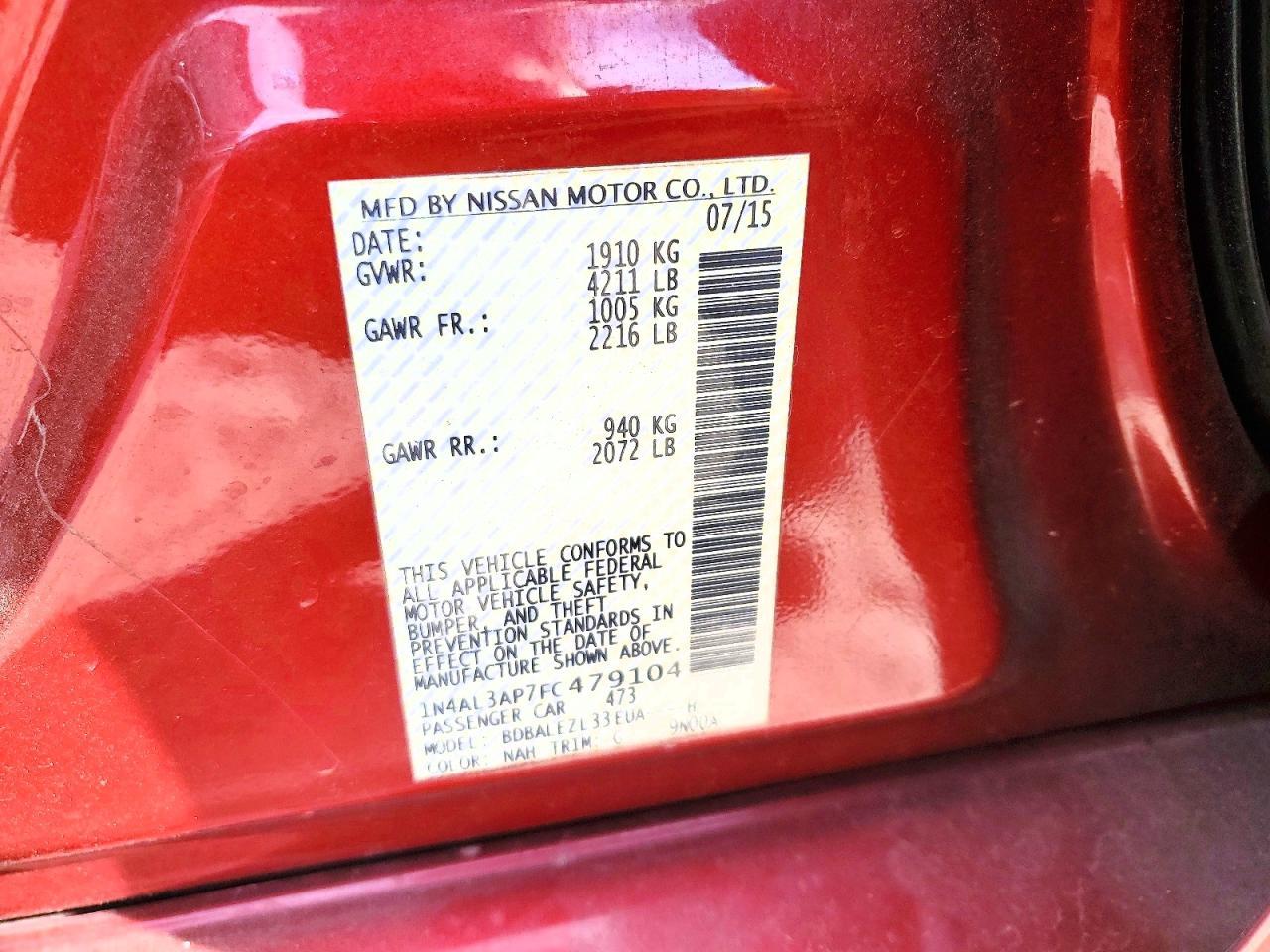 2015 NISSAN ALTIMA