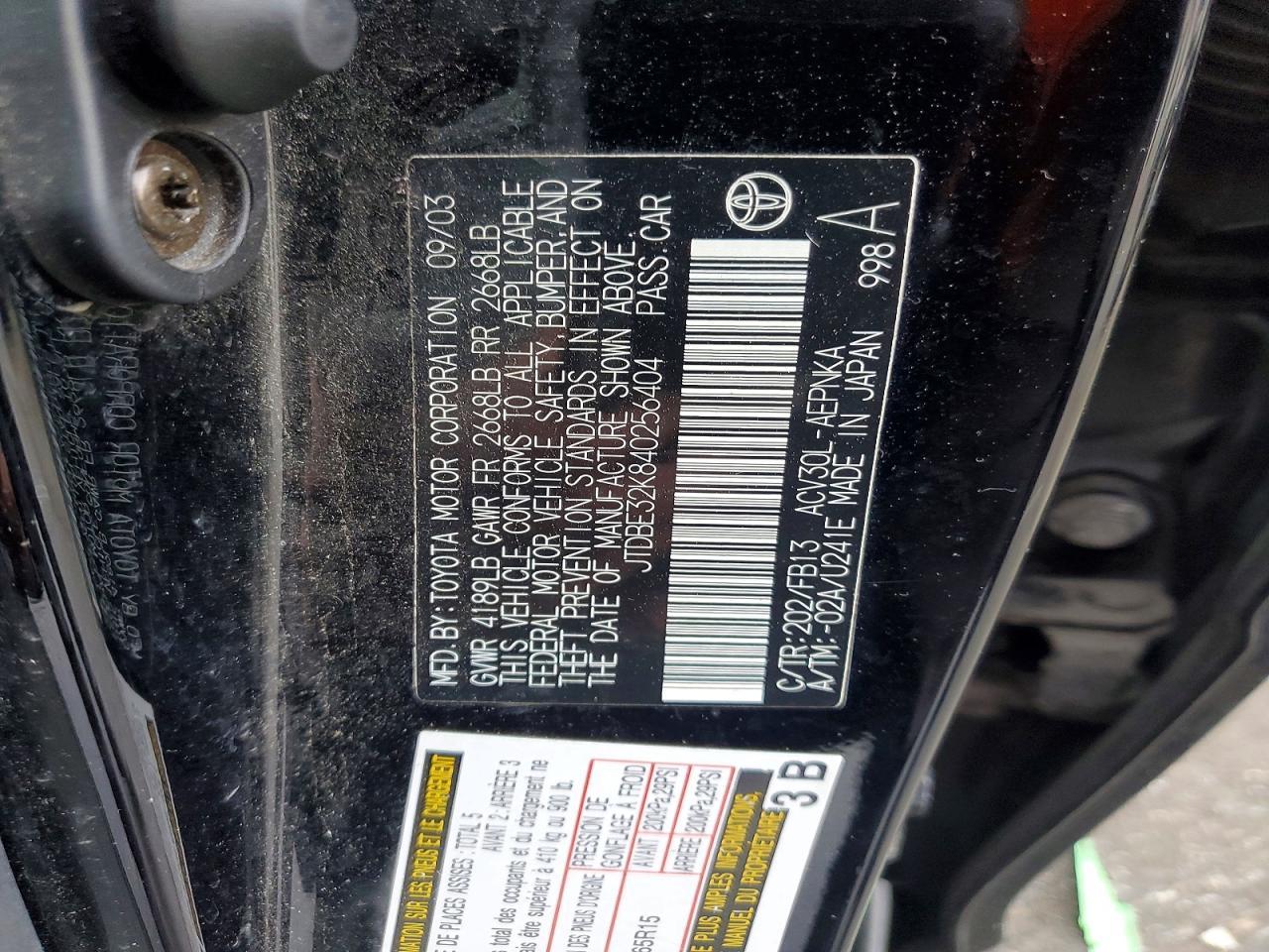 2004 TOYOTA CAMRY