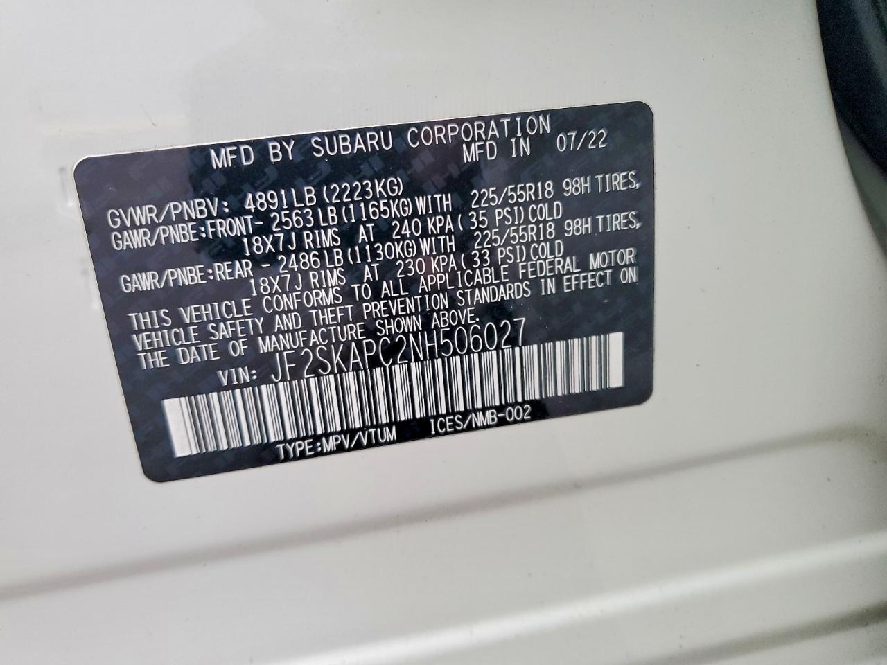 2022 SUBARU FORESTER