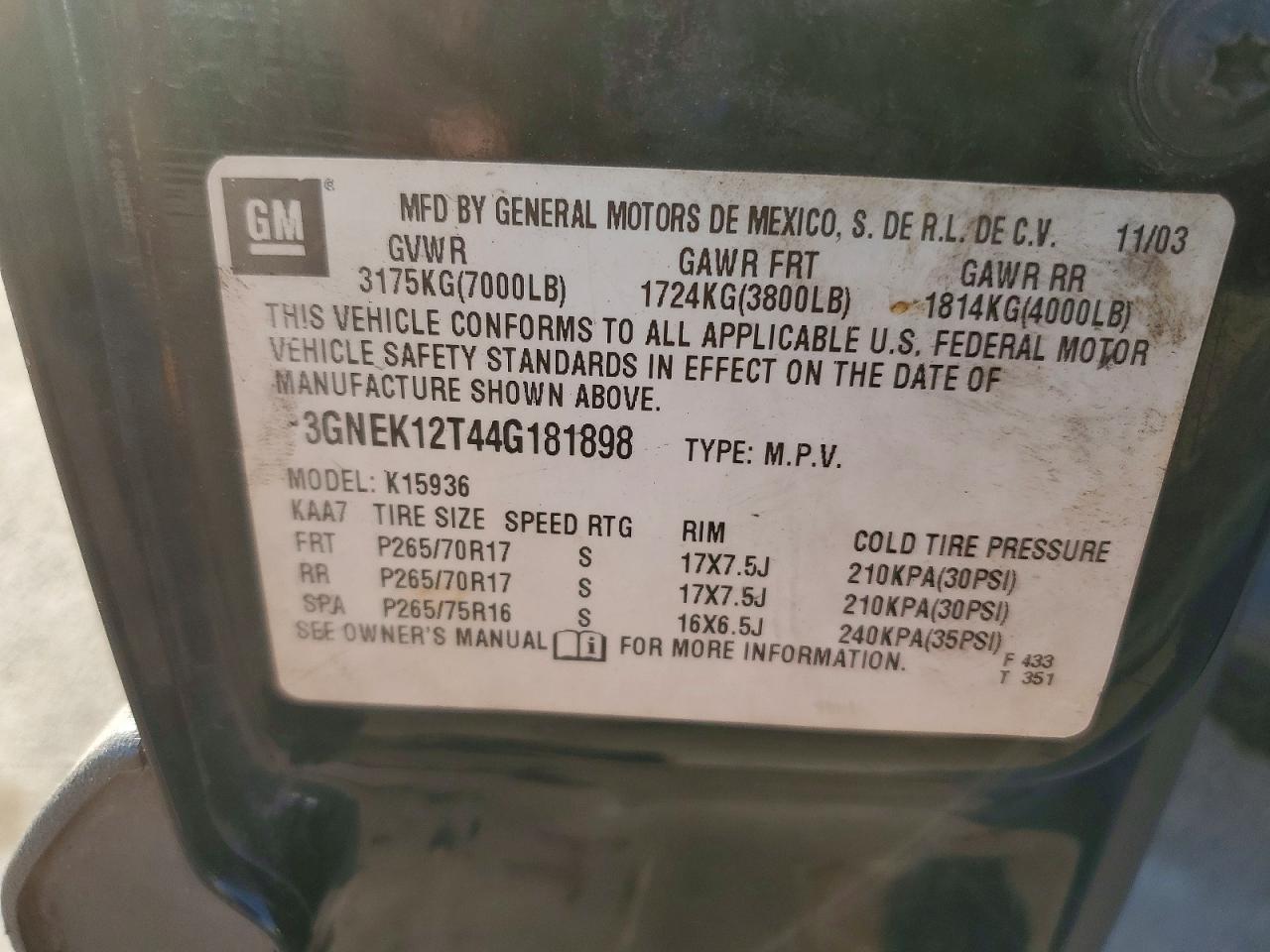 2004 CHEVROLET Avalanche