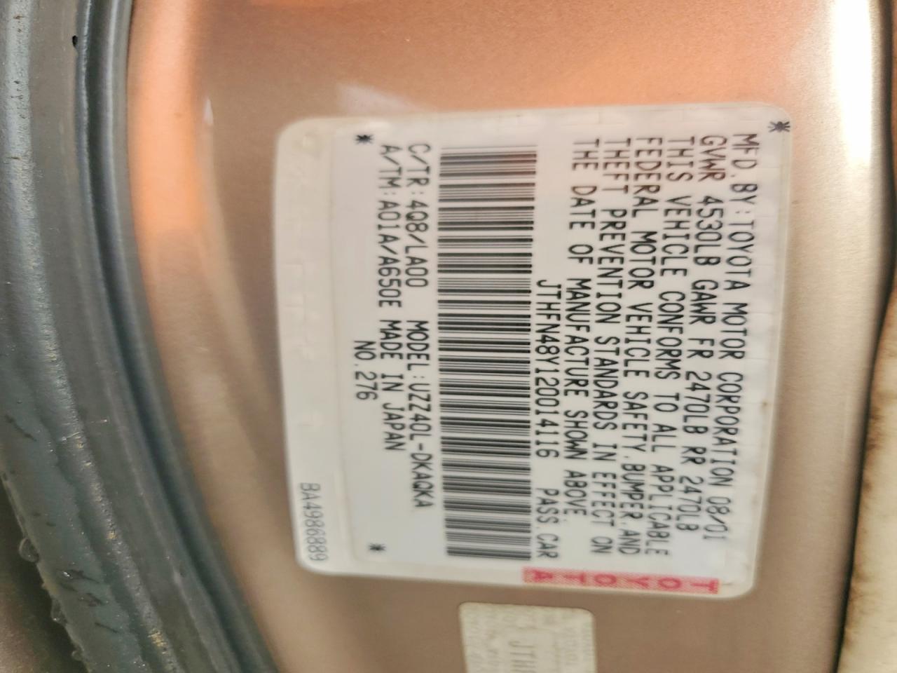 2002 LEXUS SC 430