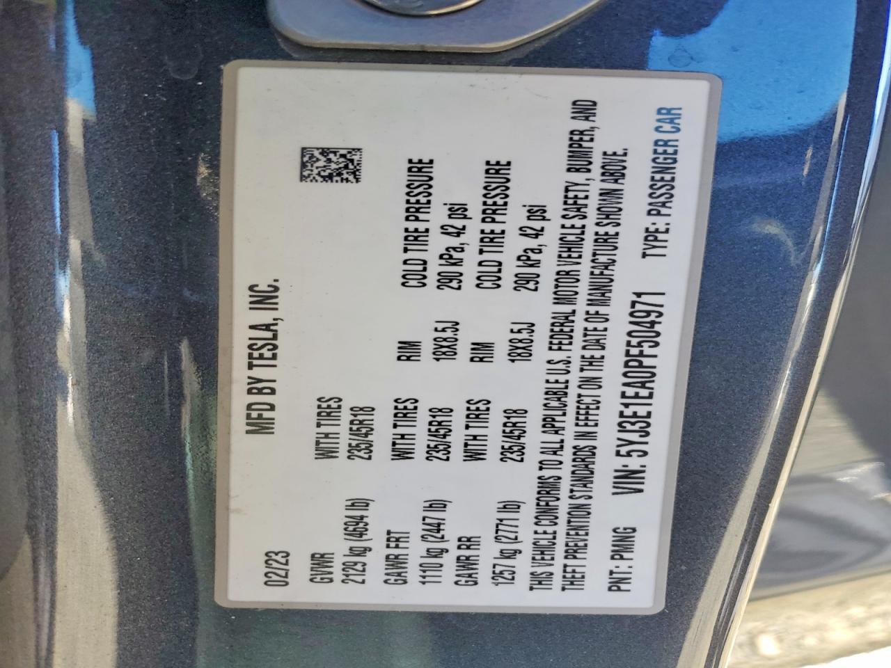 2023 TESLA MODEL 3