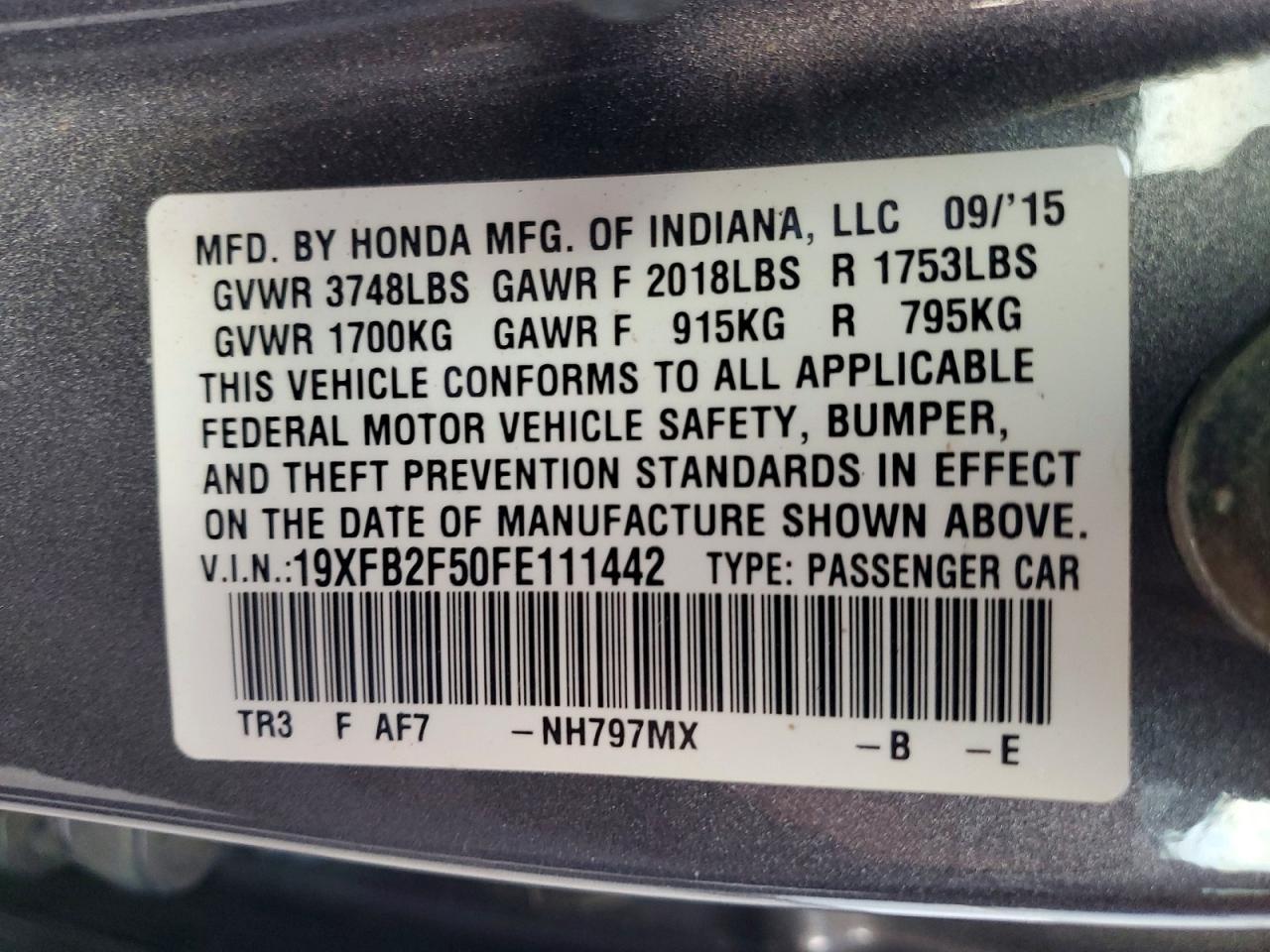 2015 HONDA CIVIC