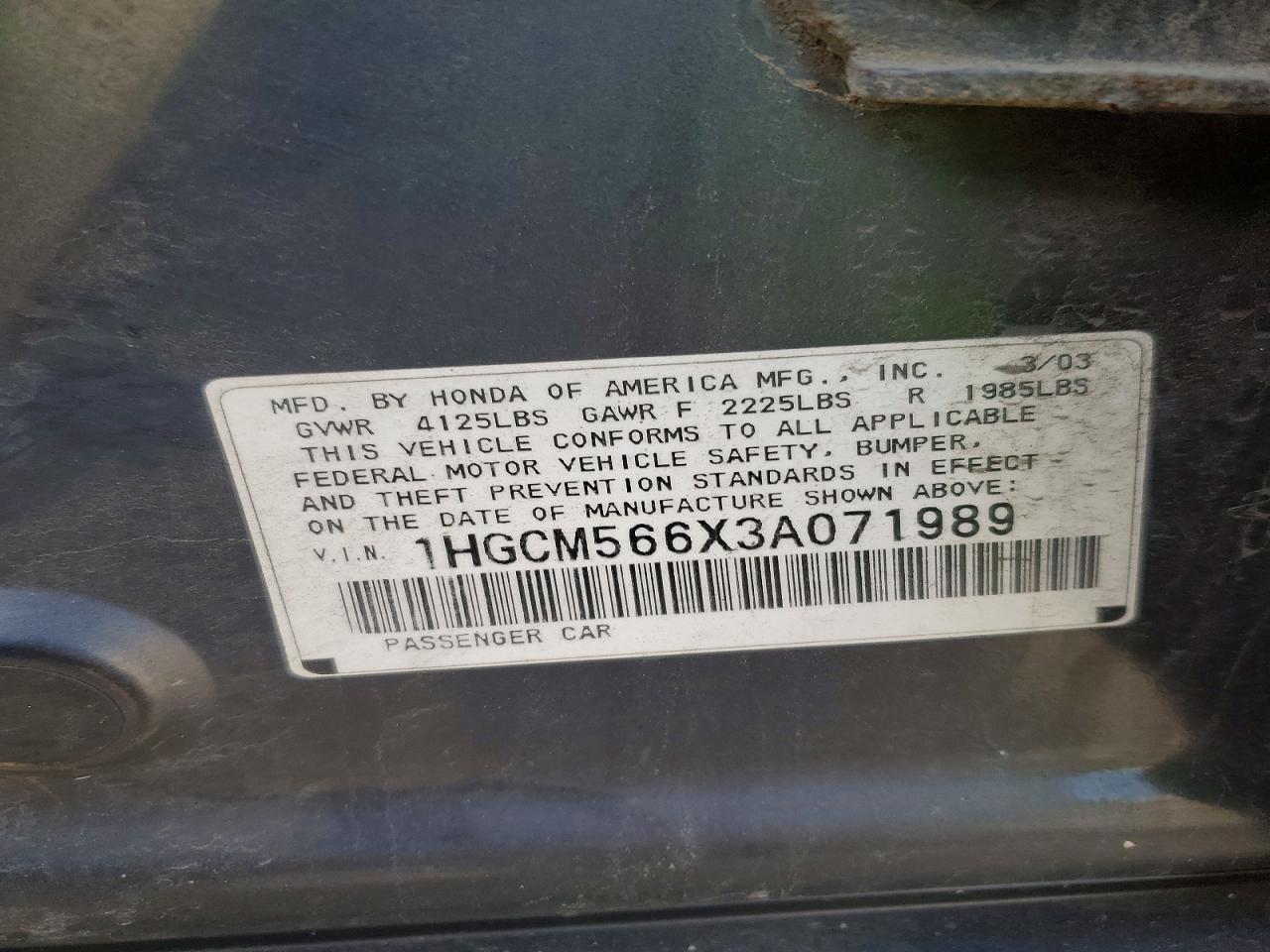 2003 HONDA ACCORD
