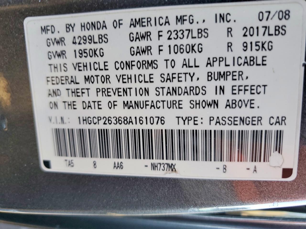 2008 HONDA ACCORD