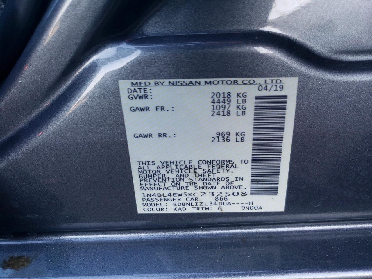2019 NISSAN ALTIMA