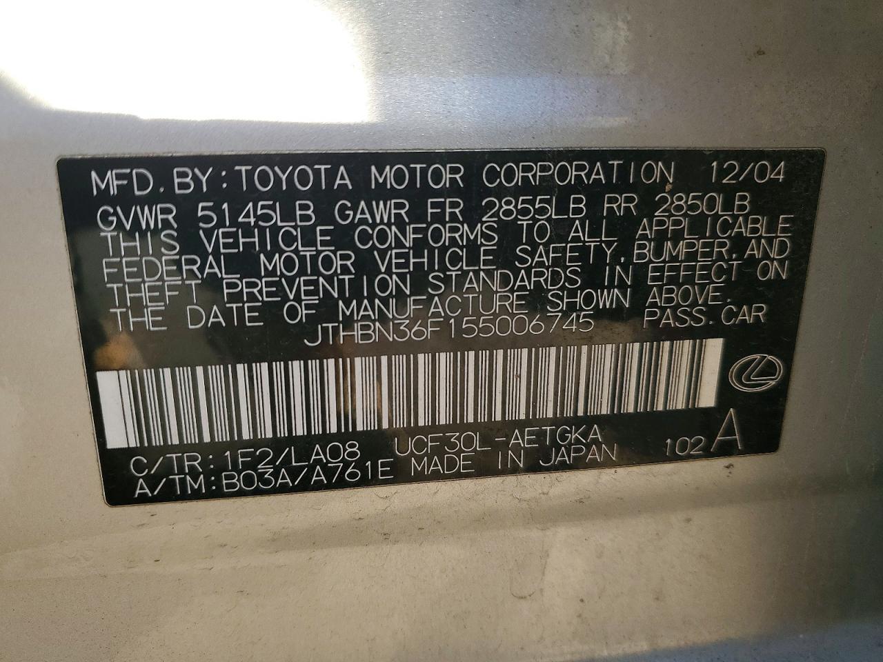 2005 LEXUS Ls 430