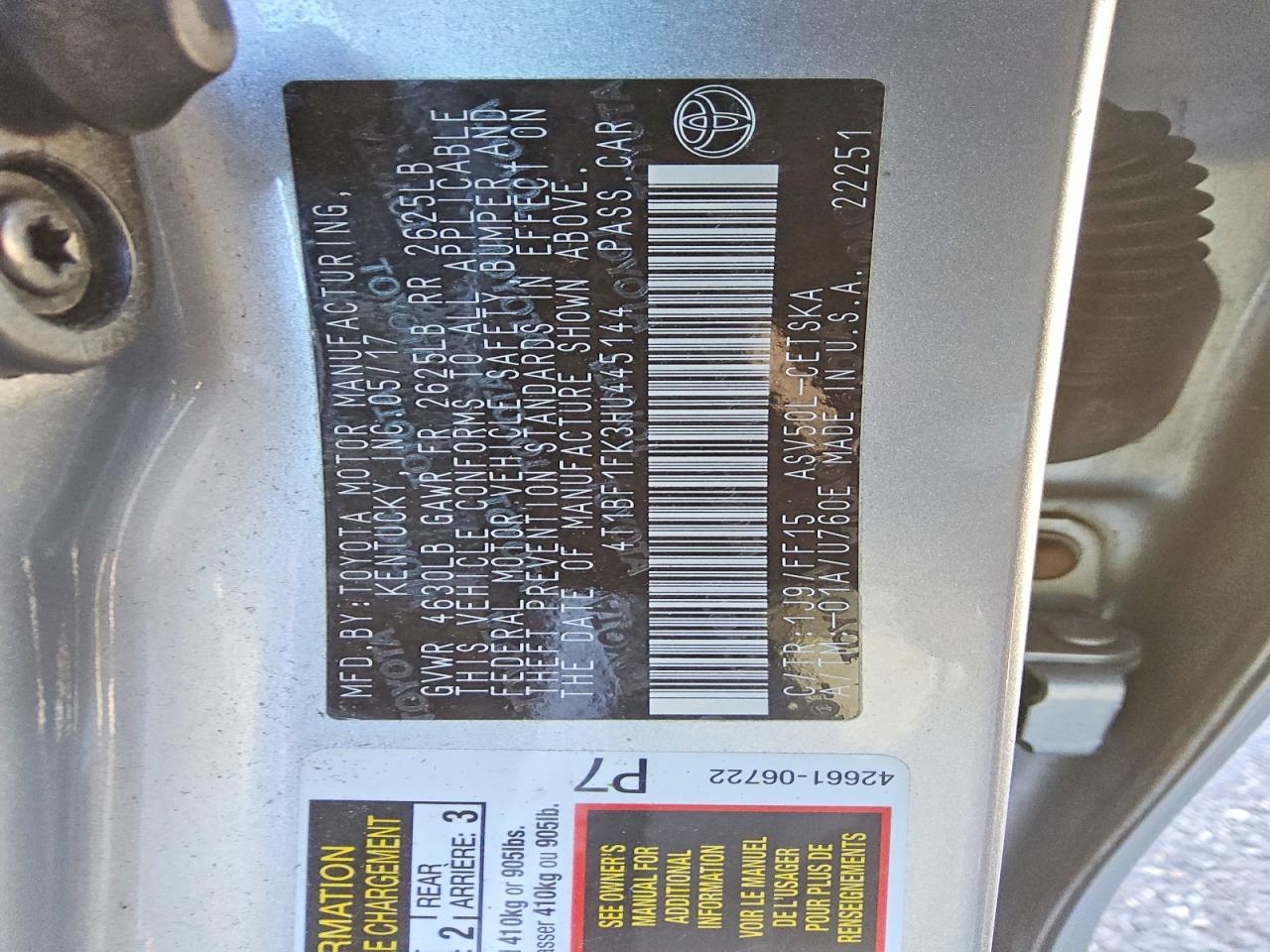 2017 TOYOTA CAMRY