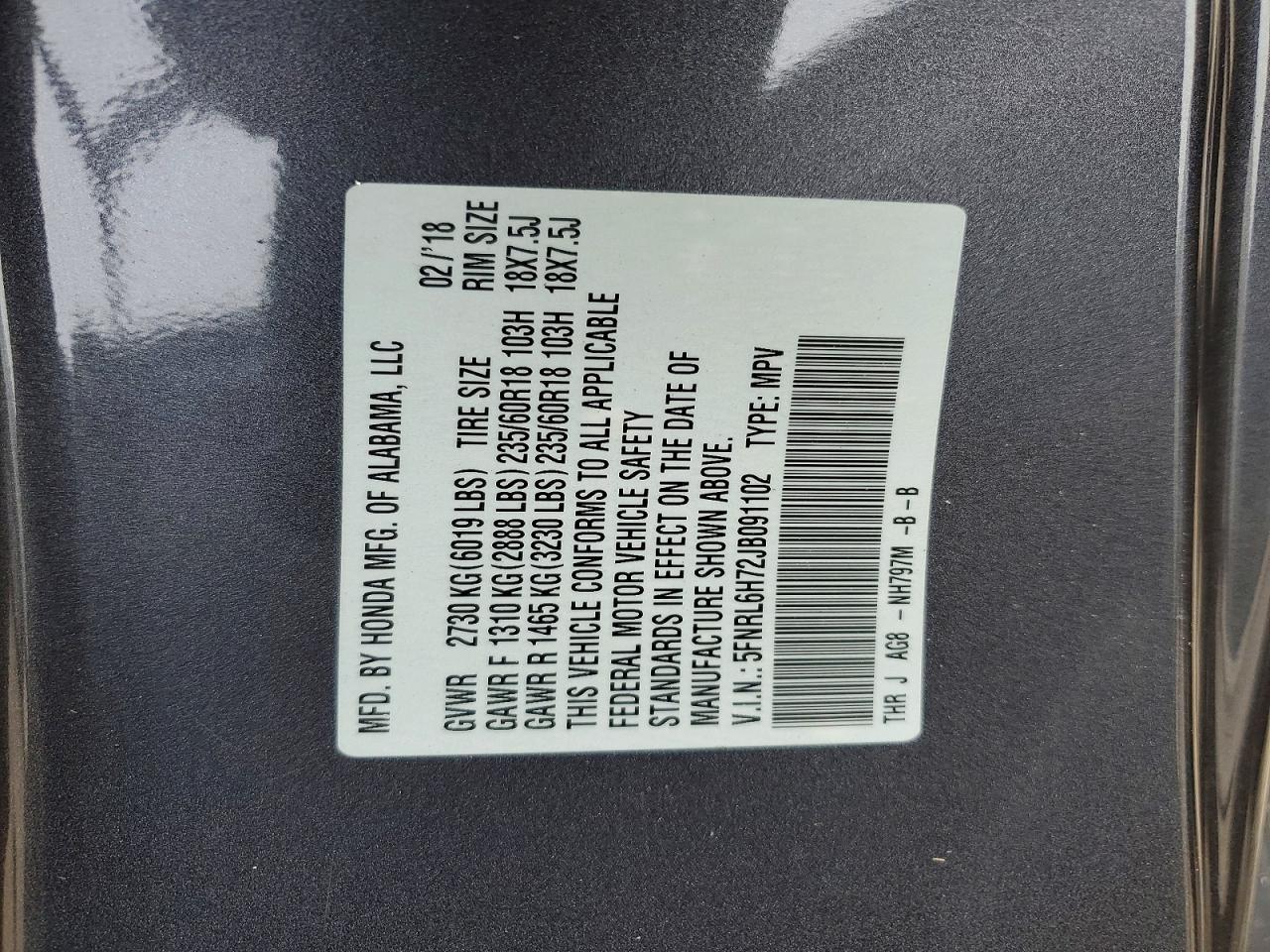 2018 HONDA ODYSSEY