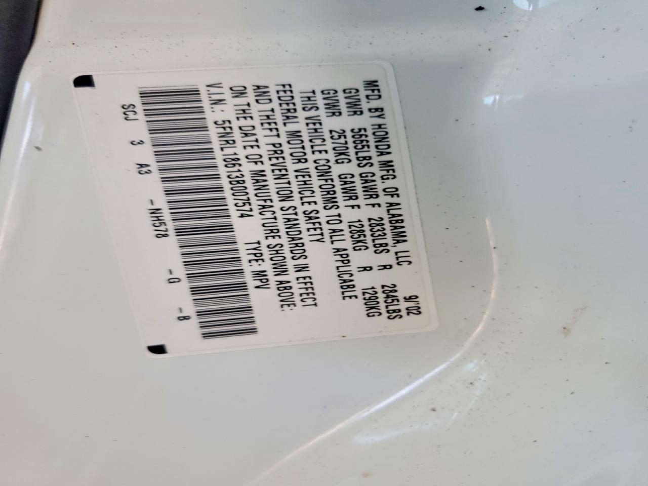 2003 HONDA ODYSSEY