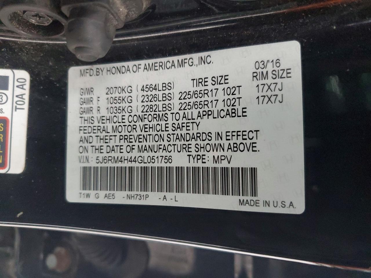 2016 HONDA CR-V