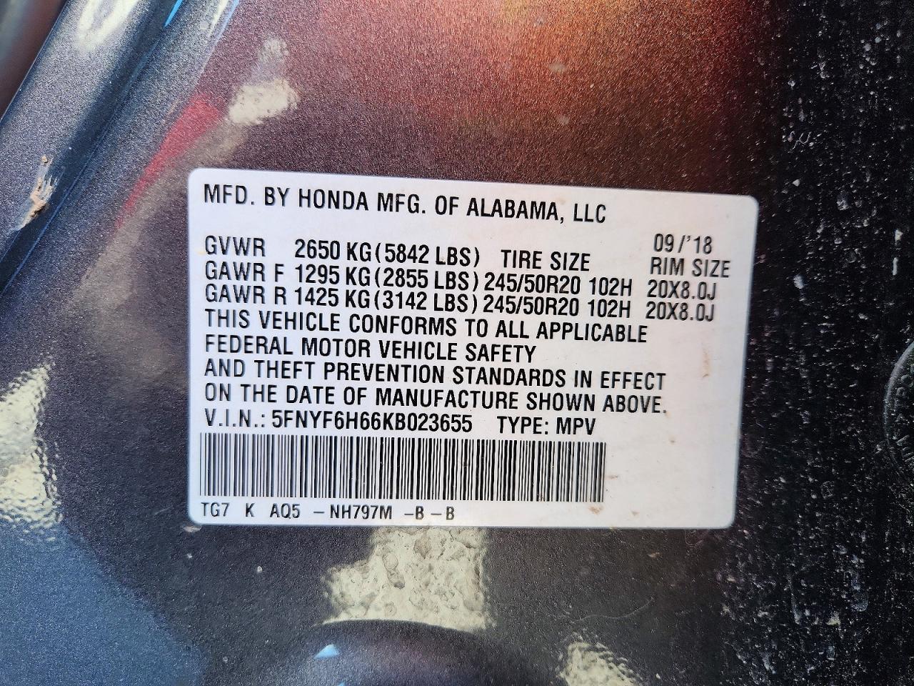 2019 HONDA PILOT