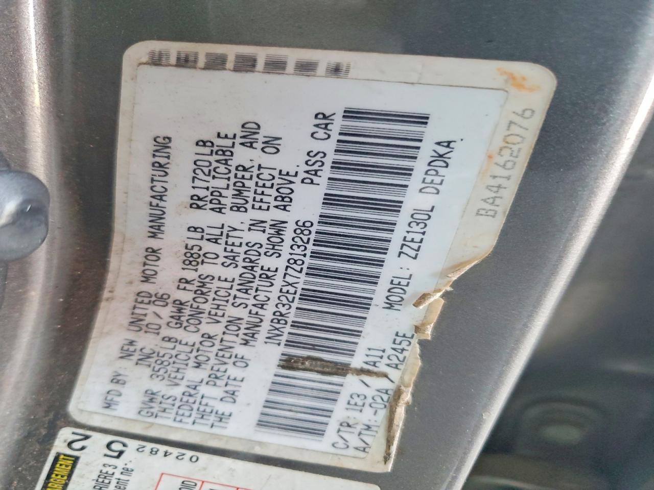 2007 TOYOTA COROLLA