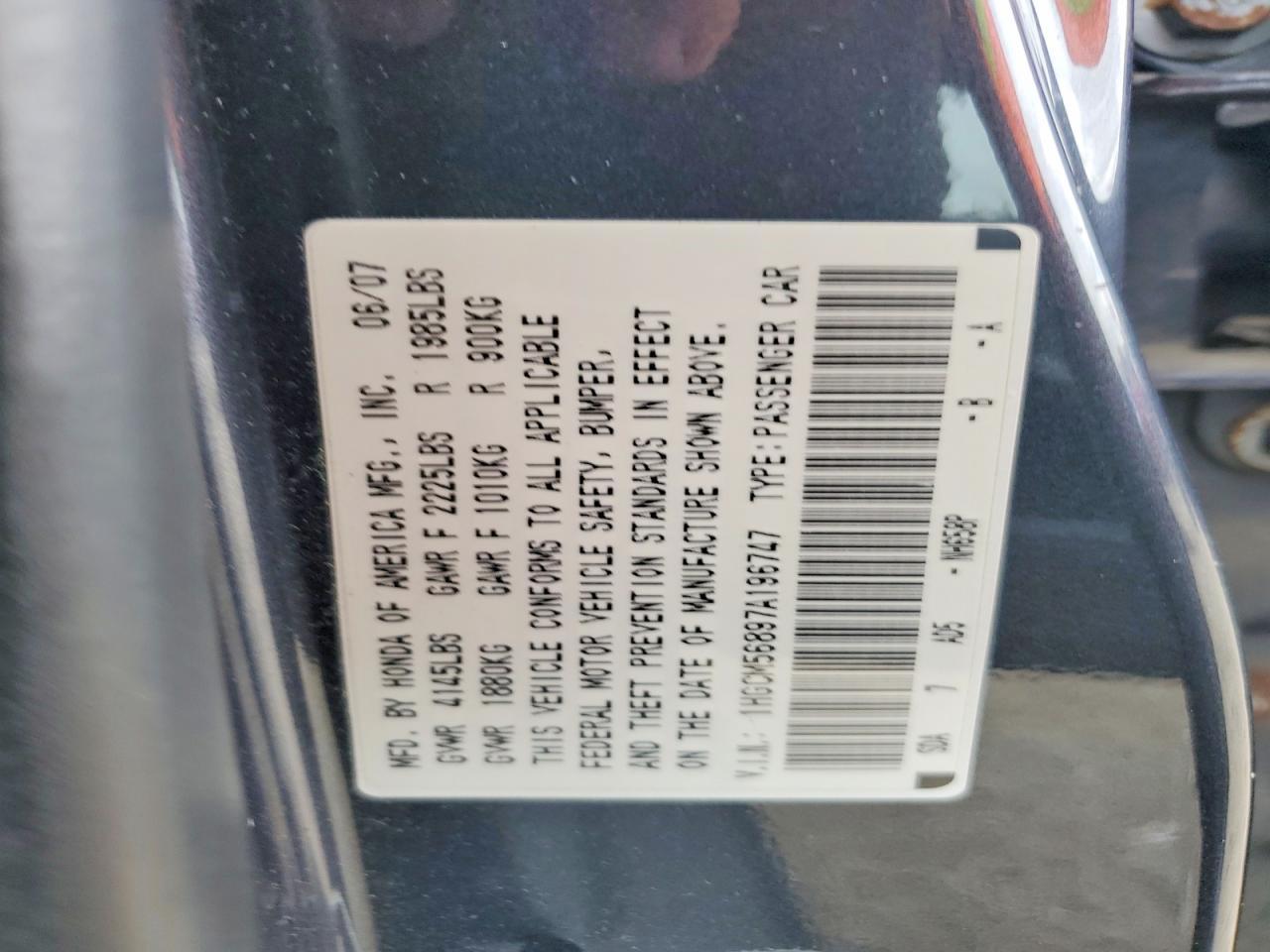 2007 HONDA ACCORD