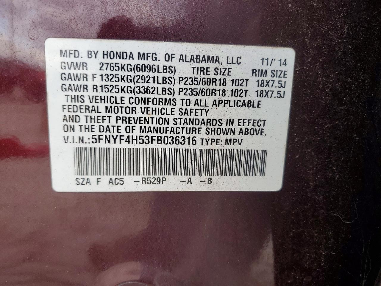 2015 HONDA PILOT